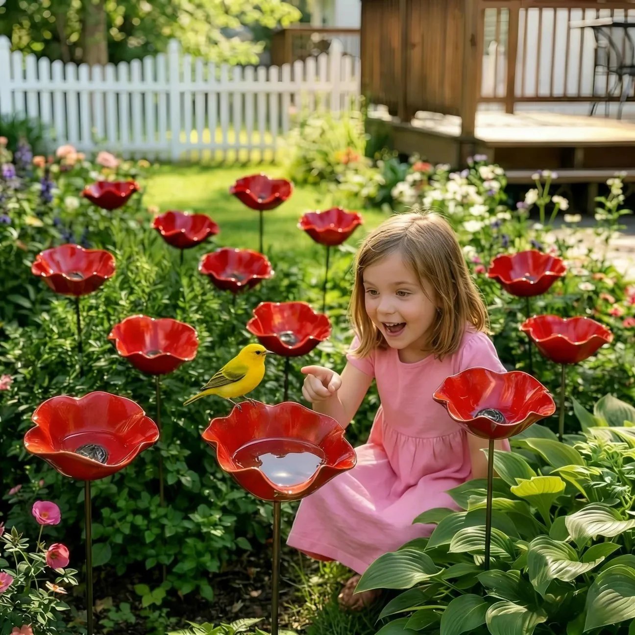 Blomsterformat fågelbad – för fåglar, bin och fjärilar