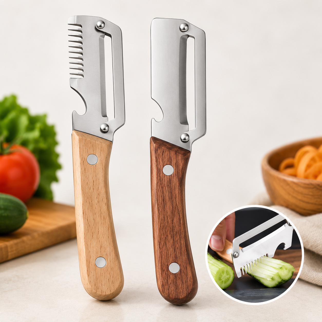 SkärMästaren™ Duo – Skala, skiva & strimla på sekunder