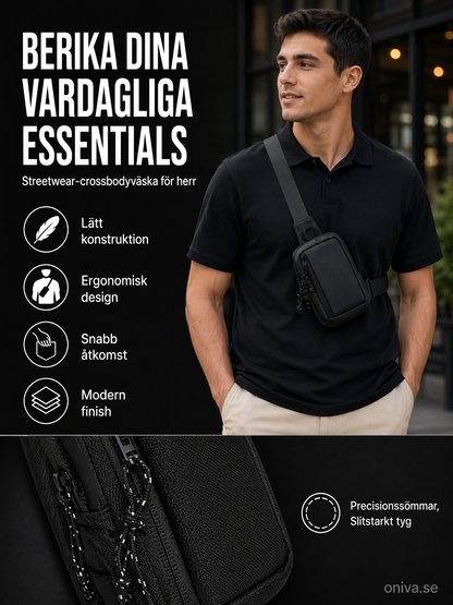 🎒 UrbanBäraren™ – Axelväska för herr – Lätt och vattentålig – Justerbar rem, perfekt för pendling eller resor – Modern och praktisk 💼✨