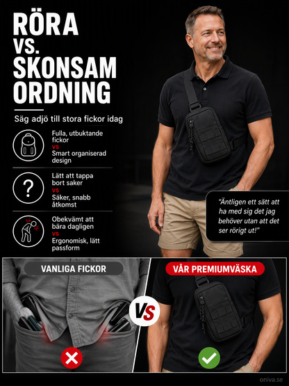 🎒 UrbanBäraren™ – Axelväska för herr – Lätt och vattentålig – Justerbar rem, perfekt för pendling eller resor – Modern och praktisk 💼✨