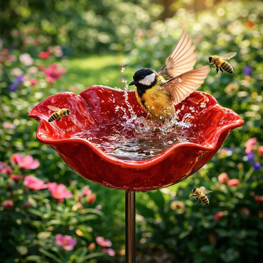 Blomsterformat fågelbad – för fåglar, bin och fjärilar