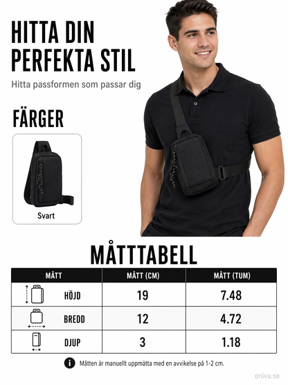 🎒 UrbanBäraren™ – Axelväska för herr – Lätt och vattentålig – Justerbar rem, perfekt för pendling eller resor – Modern och praktisk 💼✨