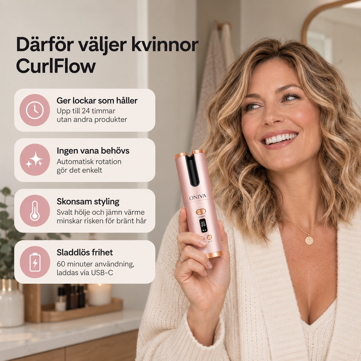 CurlFlow – Sladdlös locktång som lockar håret åt dig