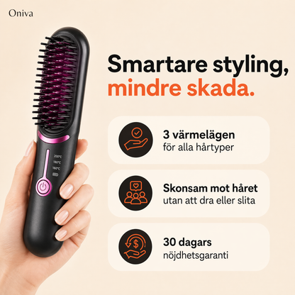 Velora™ – Trådlös stylingborste för glansigt hår