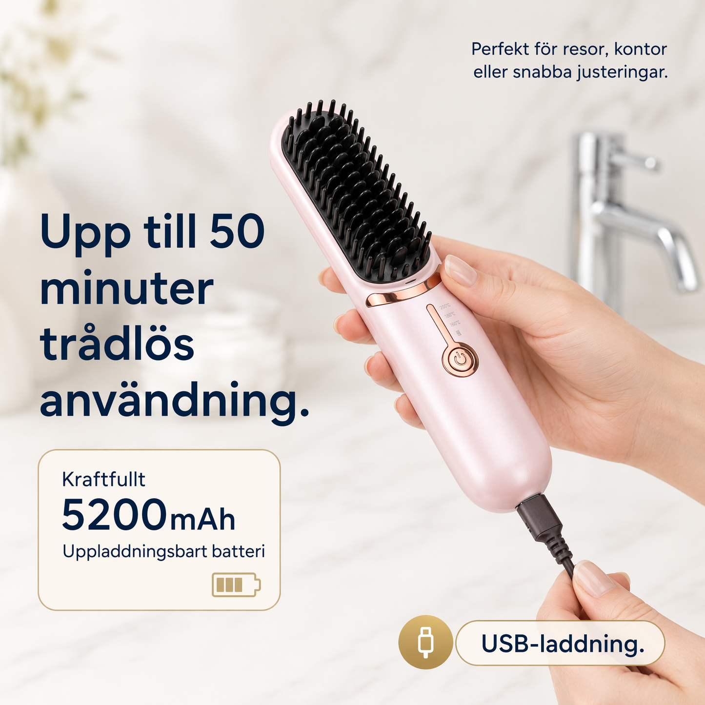 Velora™ – Trådlös stylingborste för glansigt hår