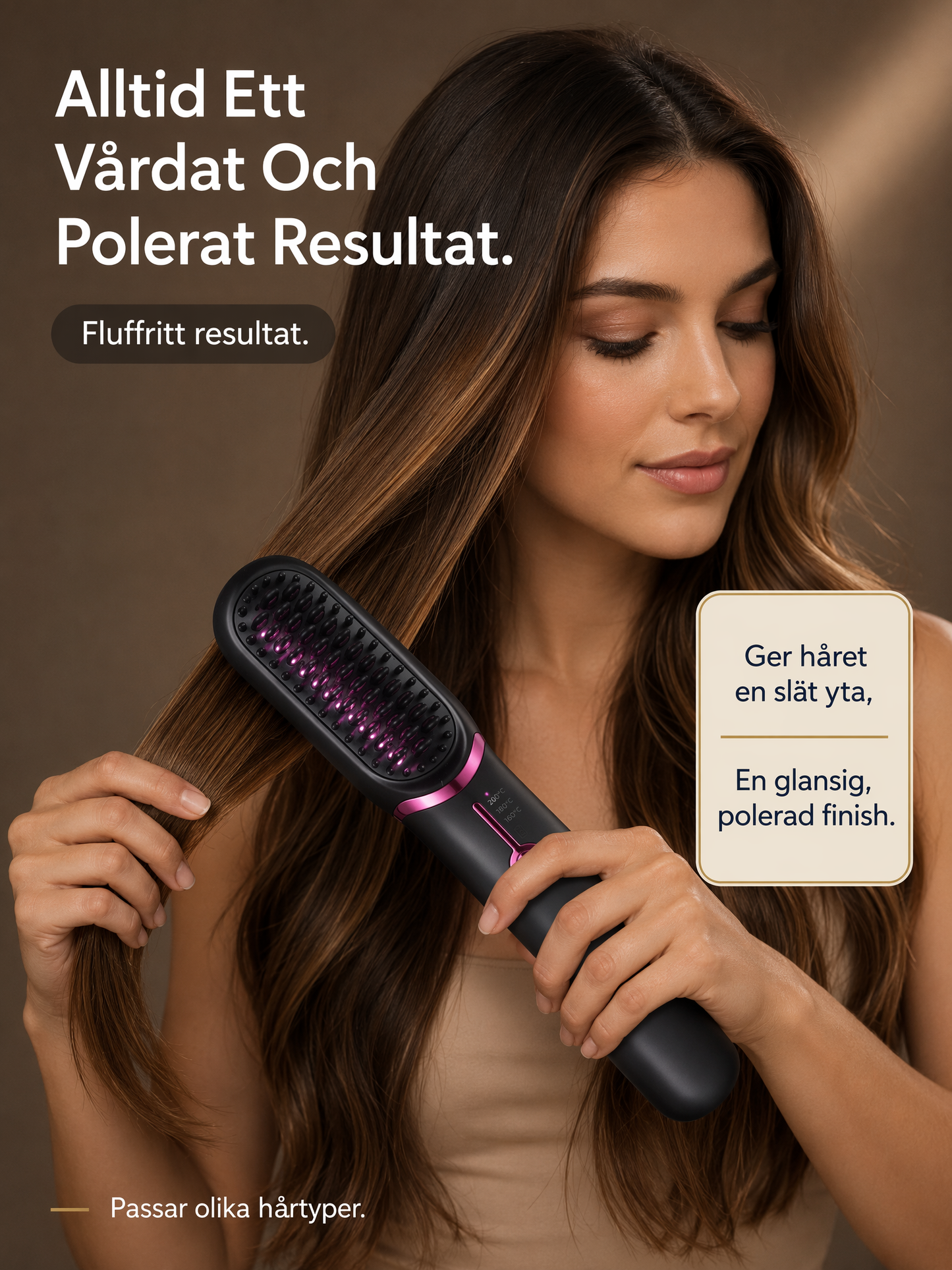 Velora™ – Trådlös stylingborste för glansigt hår
