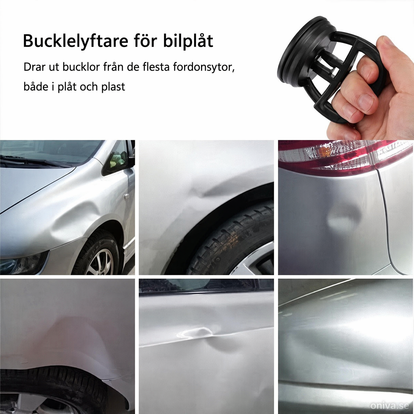 Bucklelyftare med sugkopp – för bil, glas och plåt