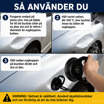 Bucklelyftare med sugkopp – för bil, glas och plåt
