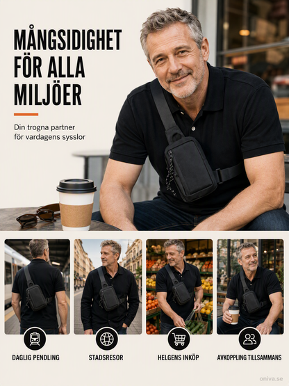 🎒 UrbanBäraren™ – Axelväska för herr – Lätt och vattentålig – Justerbar rem, perfekt för pendling eller resor – Modern och praktisk 💼✨