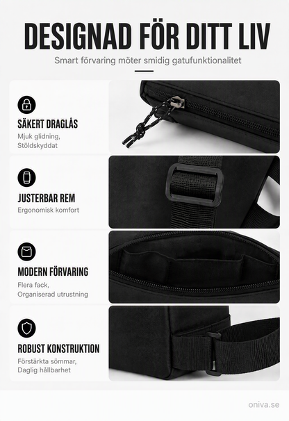 🎒 UrbanBäraren™ – Axelväska för herr – Lätt och vattentålig – Justerbar rem, perfekt för pendling eller resor – Modern och praktisk 💼✨