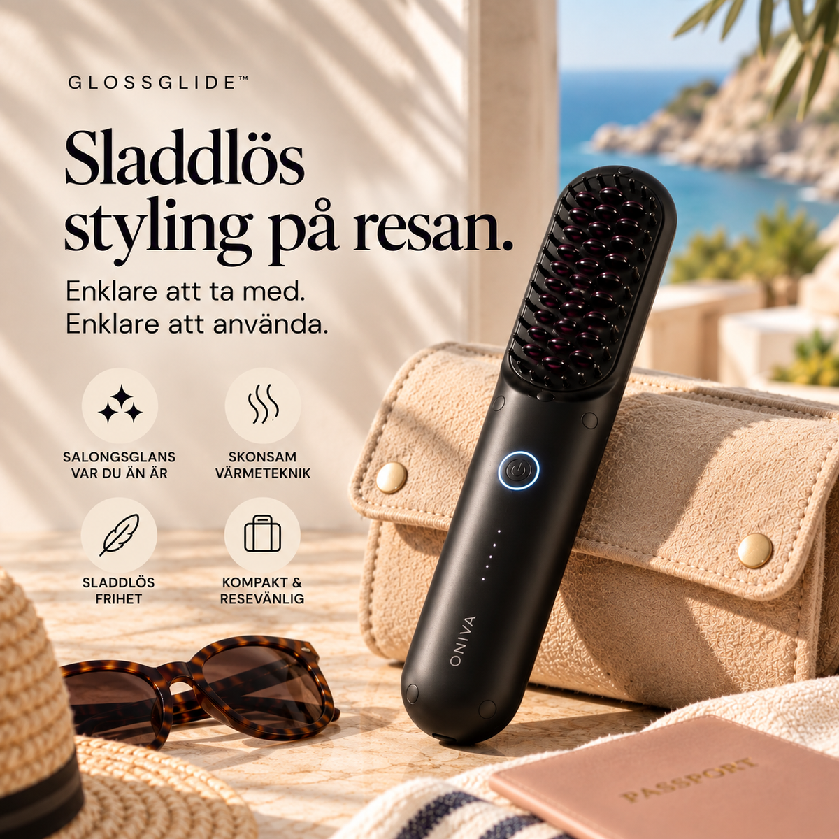 GlossGlide sladdlös styling på resan – kompakt och resevänlig
