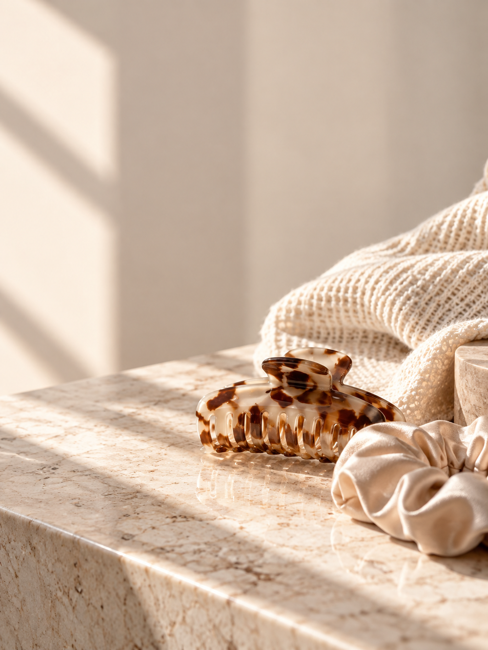 Oniva minimalist hair accessories in warm Nordic light